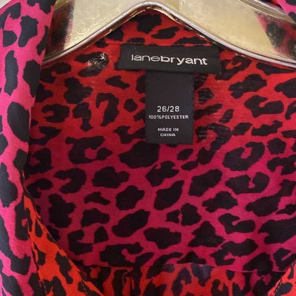 Lane Bryant Red, Black & Pink Sheer Leopard Fashion Blouse - EUC - Size 26/28 - Picture 5 of 13